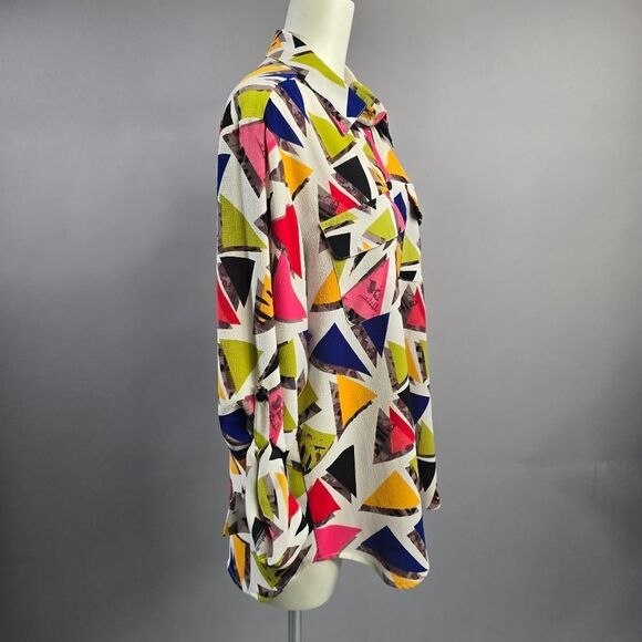 Abstract Multicolor Button Down Shirt R4 - Picture 2 of 5